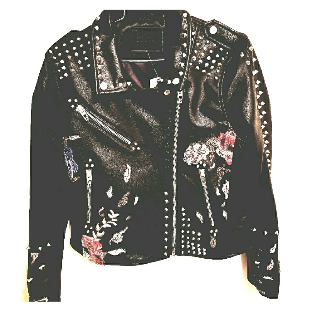 Motocycle Studded Embroidery Jacket - Picture 1 of 4